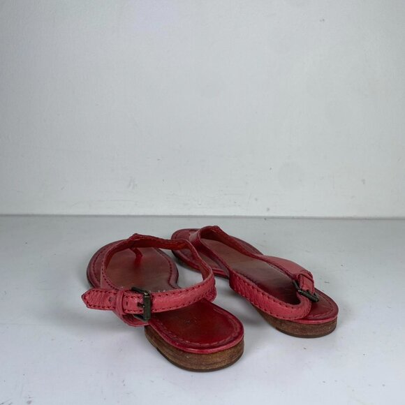 Red Leather Thong Sandals - Picture 3 of 5